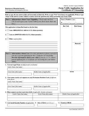 Printable Citizenship And Immigration Form Templates Fillable