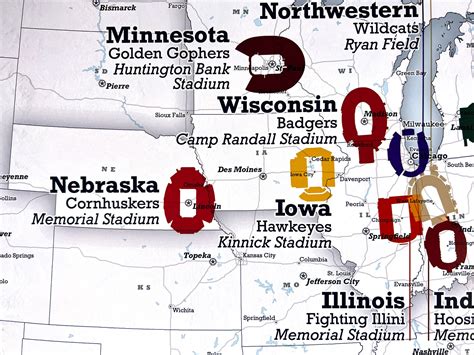 Big Ten Teams College Football Map 2024 Geojango Maps