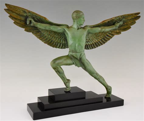 Art Deco Sculpture Icarus Winged Male Nude Deconamic