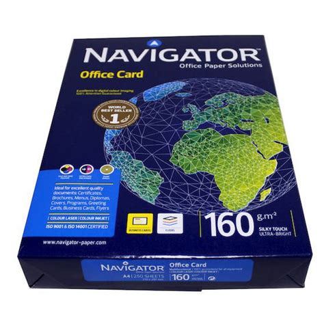 Papel Navigator Office Card 160 Gr Din A4 160 Gr Pte 250 H