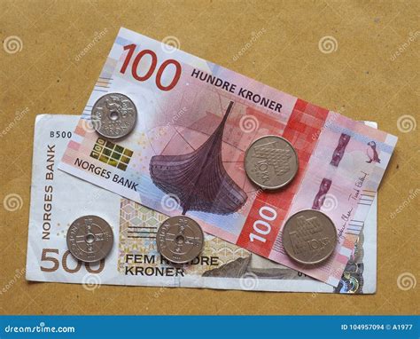 Norwegian Krone Notes and Coins, Norway Stock Photo - Image of coins, european: 104957094