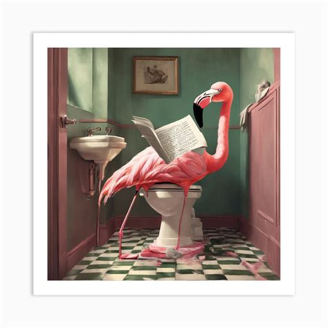 Flamingo Reading A Book Art Print by Najeh - Fy