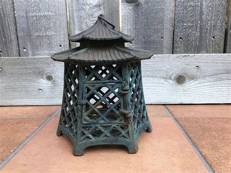 Cast Iron Lantern Iron Pagoda Lantern 9 25 Inches Tall Etsy