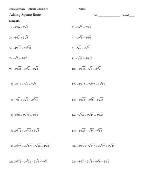 Simplifying Square Roots Worksheet Englishworksheet My Id