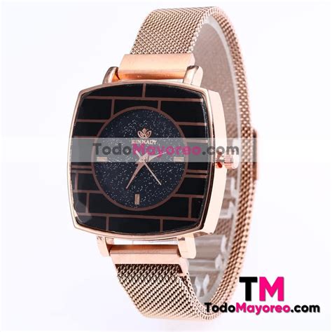 Reloj Diamantes Dorado Extensible Metal Mesh Im N Cuadrada R