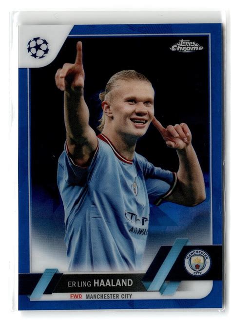 2022 23 Topps Chrome UCL Sapphire Photo Variation SP 99 Erling Haaland