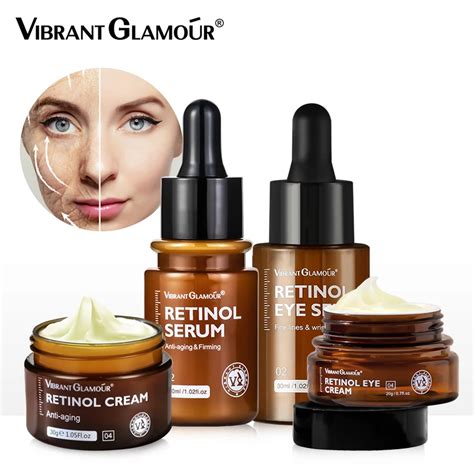 Vibrant Glamour 4pcs Retinol Facial Skin Care Set Face Cream Eye Serum