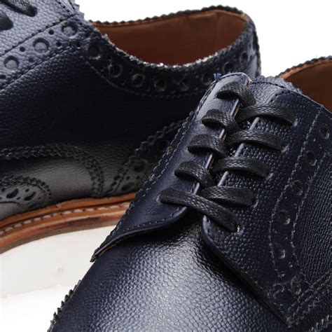 Grenson Archie V Brogue Navy Alpine Grain End Uk