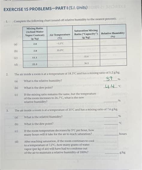 Solved Exercise Problems Part I S I Units Complete Chegg