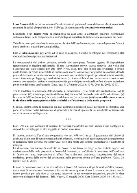 Donazione e cessione del diritto di usufrutto Lusufrutto è il