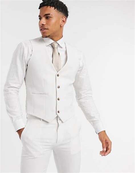 Asos Design Wedding Super Skinny Suit Waistcoat In Ice Grey Asos