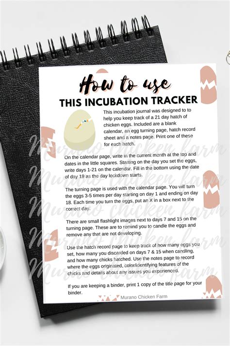 Egg Incubation Tracker Chicken Keeping Printable Chicken Planner Egg Hatching Tracker