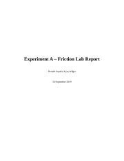 Experiment A - Friction Lab Report.docx - Experiment A - Friction Lab ...