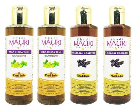 Buy Khadi Mauri Amla Henna Tulsi Shikakai Shampoo Pack Of 4 840 Ml