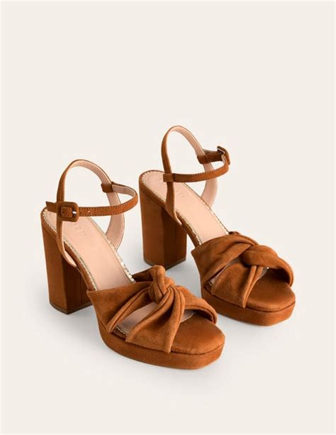 Twist Front Heeled Platforms Ginger Snap Suede Boden Us