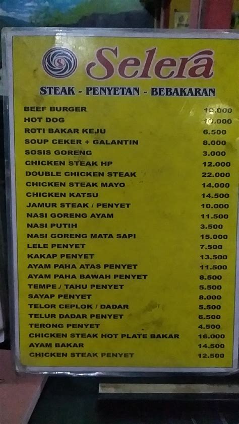 Menu At Selera Steak Penyetan Grogol