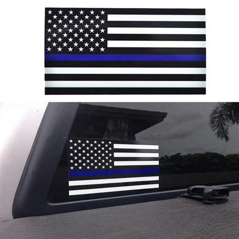 Thin Blue Line USA Flag Car Decal – PRW