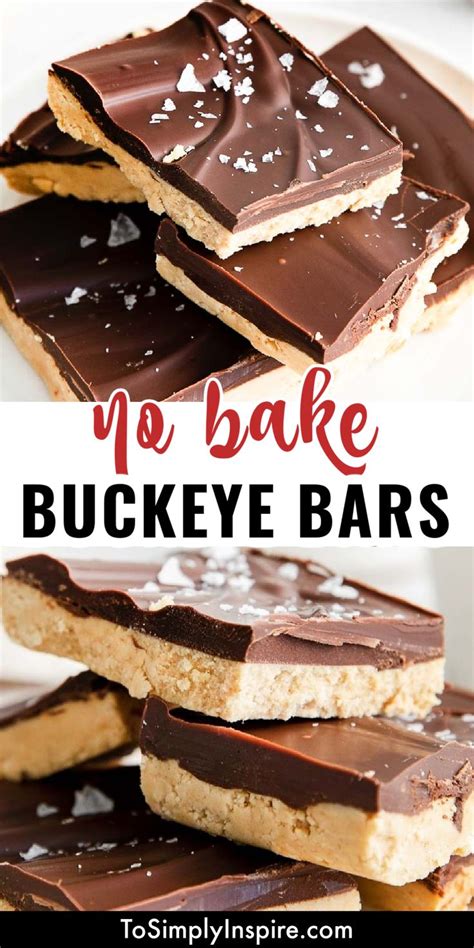 No Bake Buckeye Bars Buckeye Bars Recipe Peanut Butter No Bake Baking