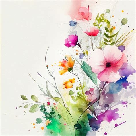 Premium Photo Watercolor Spring Floral Background