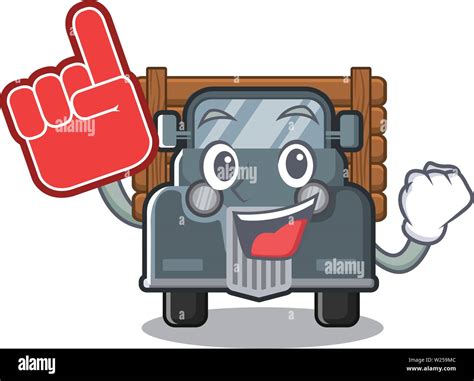 Foam Finger Miniature Old Truck In Character Chair Stock Vector Image