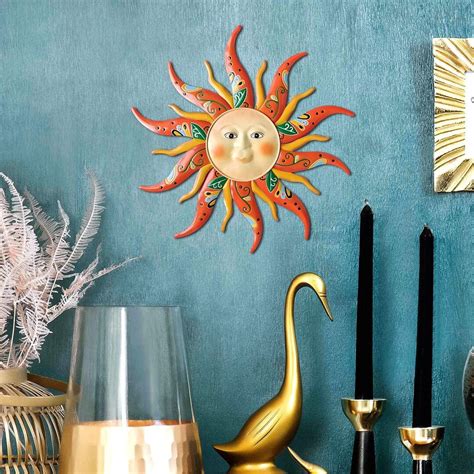 Hand Painted Sun Metal Wall Art Decorations Handmade Home Decor Wall