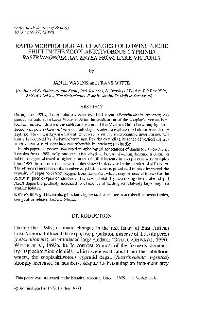 Pdf Rapid Morphological Changes Following Niche Shift In The