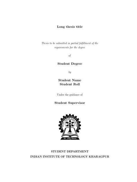 Iit Kgp Mtp Thesis Template Pdf Pdf Thesis Economy Of India