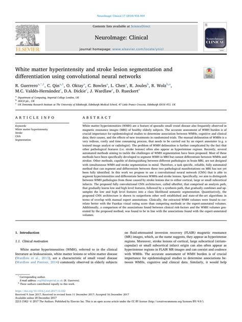 Neuroimage: Clinical | Download Free PDF | Image Segmentation | Support ...