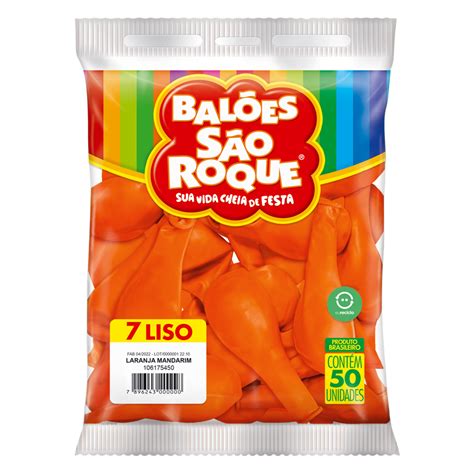 Balão São Roque Laranja Mandarim Liso 7 Polegadas 50 un Extra Festas