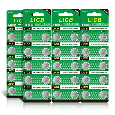 Licb Lr1130 Ag10 189 Button Cell Batteries 15v Alkaline Battery 40 Pack