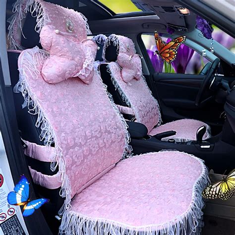 Girls Womens Fashion Lace Cute Purple Pink Universal Car Seat Cover Setautomobiles Seat