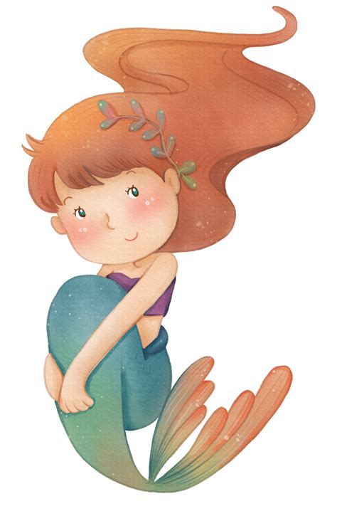 Watercolor Cute Mermaid Clipart Png 16626635 Png