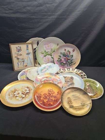 Lot of Vintage Hand Painted Plates and Framed Hand Painted Tile ...