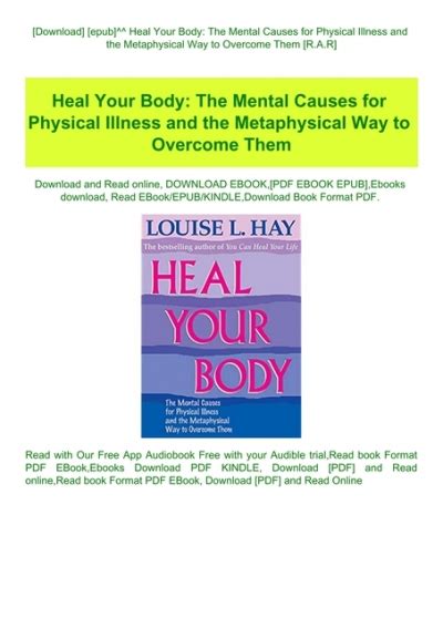 [download] [epub] Heal Your Body The Mental Causes For Physical Illness And The Metaphysical