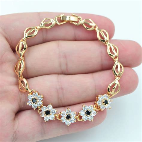 Pulsera De Circonia C Bica Para Mujer Color Dorado Zirconia C Bica