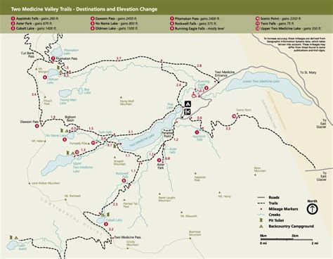 Glacier National Park Hiking Maps - Cities And Towns Map