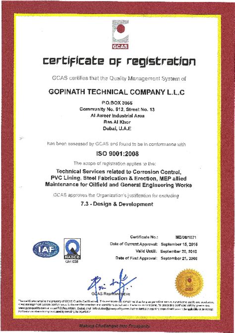 Company Certificate Gopinath Group Of Companies