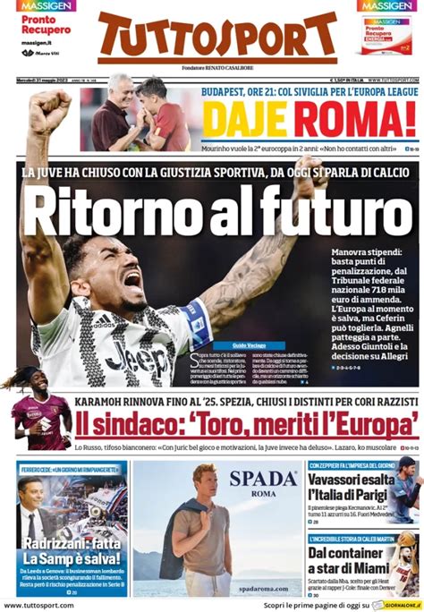 Revue De Presse Italienne Du 31 Mai 2023 TuttoSport Corriere Dello