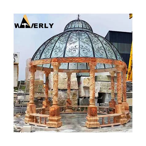 Natural Stone Column Dome Gazebo Expensive Greek Style Outdoor White