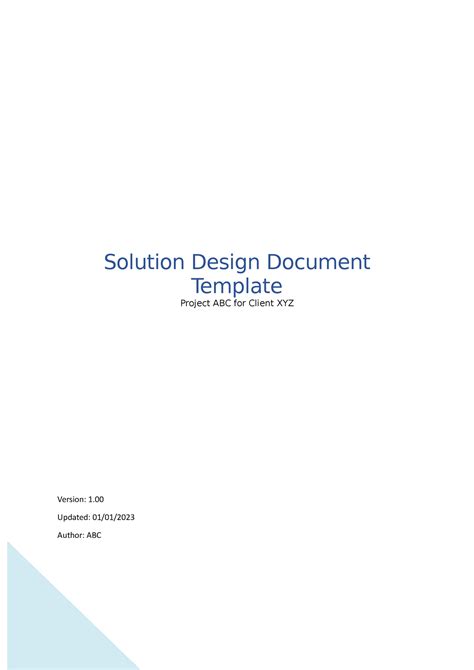 Solution Design Document Template Solution Design Document Template