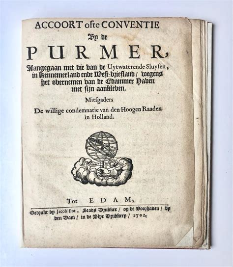 Antique Pamphlet Purmer Accoort Ofte Conventie By De Purmer