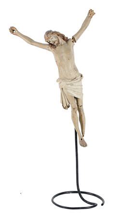 Scultura In Cartapesta Raffigurante Cristo Crocifisso Con Sostegno In