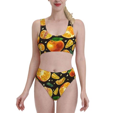 Lukts Women High Waisted Bikini Set Tangerine Swimsuit 2 Piece Bathing