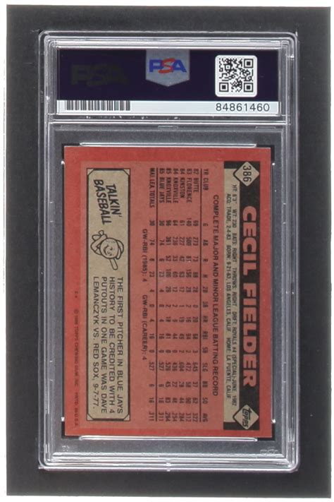 Cecil Fielder Signed 1986 Topps 386 RC PSA Pristine Auction