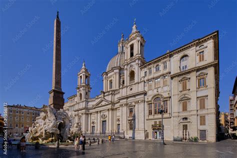 The Facade Of The Church Of S Agnese In Agone And Fontana Dei Quattro