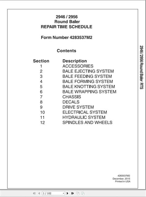 Massey Ferguson MF1745 Round Baler Operators Manual 700733248C PDF