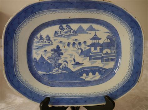 Antique Th Century Chinese Export Porcelain Canton Blue And Etsy