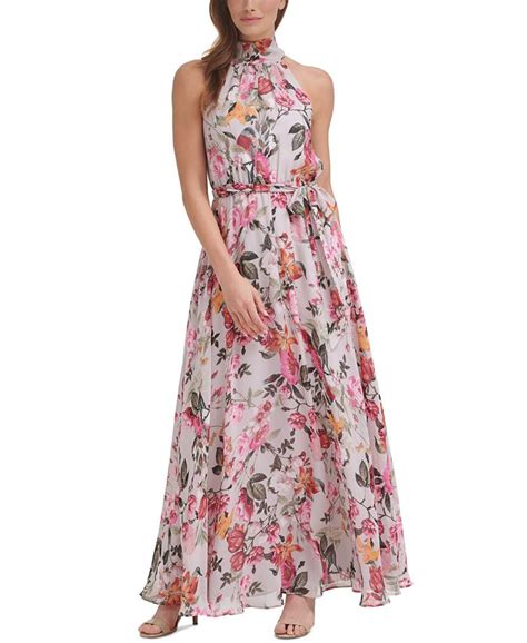 Eliza J Floral Print Halter Neck Maxi Dress Macys