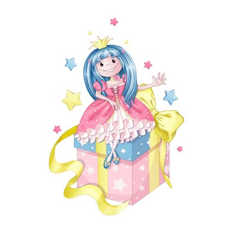 Premium Vector A Little Princess With Blue Hair