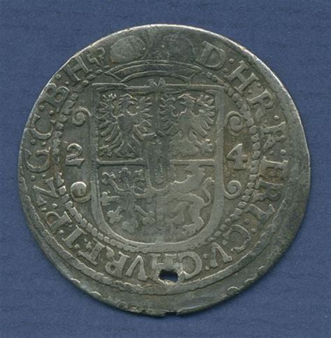 Brandenburg Preußen Ort 1 4 Taler 1624 Georg Wilhelm ss gelocht